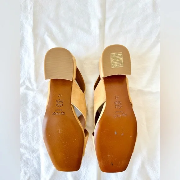 BY FAR Nude Suede Anelia Sandals with Crossover Straps - Picture 4 of 15